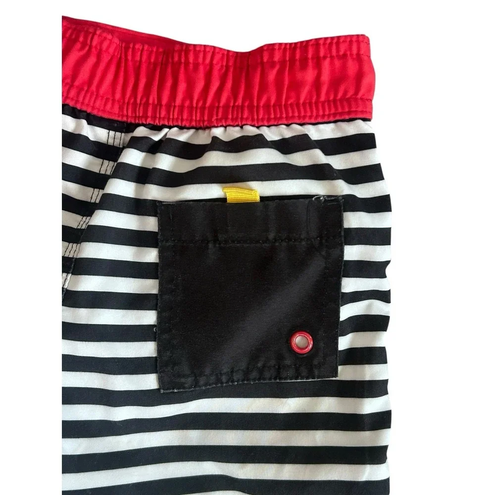 Disney Store Mickey‎ Mouse Swim Trunks Shorts Boy Size 4 Striped Patches Lined
